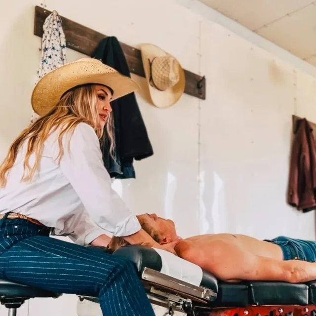 A chiropractic adjustment at the clinic, behind the scenes